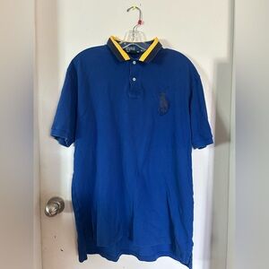 Ralph Lauren Men's Polo Shirt in Blue with Yellow Accents